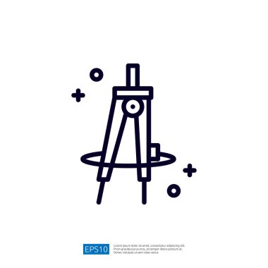 Bir pusula ve dairenin minimalist bir çizimi, teknik çizim ve mühendislik bağlamlarında sıklıkla kullanılan hassasiyeti ve tasarımı sembolize eder..