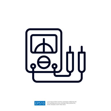 Devrelerdeki voltaj, akım ve direnci ölçmek için kullanılan bir elektronik ölçüm aracı olan çoklu metrenin basit bir çizimi.