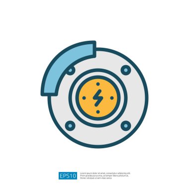 İkonik Dairesel Tasarım Modern Mavi ve Sarı Renk Şeması ile Elektrik Sembolize Ediyor Güç ve Enerji Kullanımı