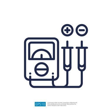 Bir Minimalist Grafik Tasarımında Bağlantı ve Göstergelerle Elektrik Ölçümü için Dijital Çoklu Simge