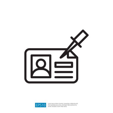 Görüntü, bir kimlik kartının, bir kişinin silüeti ve şırıngayla basit bir grafik gösterimini gösteriyor. Bu da sağlık ve aşı üzerine yoğunlaştığını gösteriyor..