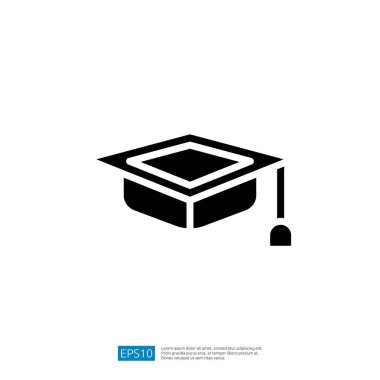 Bu resim, çoğunlukla mezuniyet törenleri ve akademik başarılarla ilişkilendirilen basit bir siyah mezuniyet şapkasını, eğitimi ve başarıyı simgeliyor..