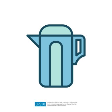 Modern Yemek ve İçecek Hazırlama için Minimalist Mutfak Ayarlarında Şık Mavi Kettle Simgesi