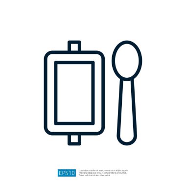 Temiz Grafik Tasarımında Pişirme ve Pişirme Hazırlığı İçin Bir Rolling Pin ve Kaşığın Minimalist Simgesi