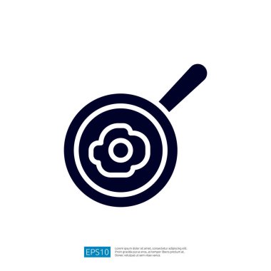 Merkezde Yumurtayla Bir Kızartma Tavasının Simgesini Pişirmek Kahvaltı İçin Mutfak Hazırlama Sanatı