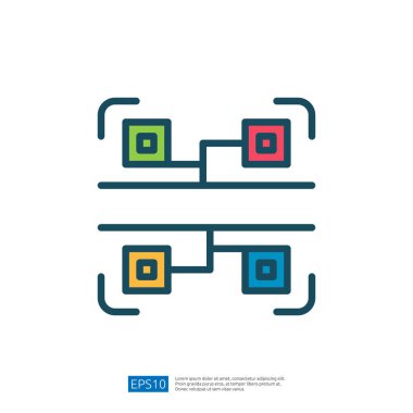 Dijital Teknolojide Veri Görselleştirme ve Analiz Temsilcisi Renkli Bloklarla Soyut Veri Analisti Simgesi