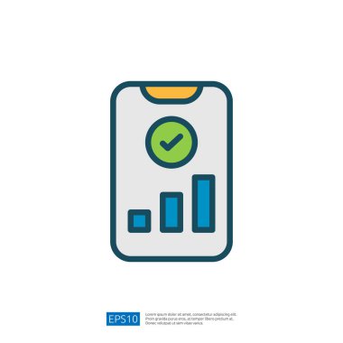 İş Performans İzleme ve Değerlendirme için Kontrol İmi ve Çubuk Grafikleriyle Ayrıntılı Veri Analizi Simgesi