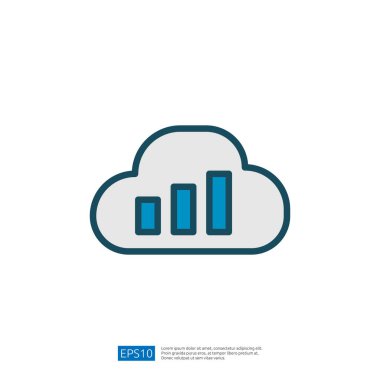 Büyüyen Grafik Çubuklarıyla Bulut Simgesi Dijital Ortamı Veri Analizi ve İş Büyümesini Temsil Ediyor