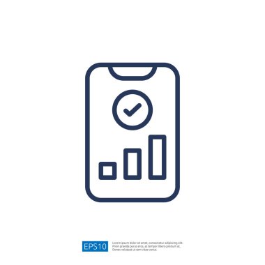 Smartphone İş Sezgileri İçin Akıllı Telefon Ekranında Grafik, İşaretleme ve Çubuk Çizelgesi içeren Veri Analizi Raporu Simgesi