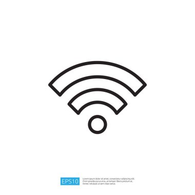 Modern Teknoloji ve İletişim için Kablosuz Bağlantıyı ve Sinyal Gücünü, Soyut Tasarım Elementleri ile Dijital Manzarada Temsil Eden Minimalist Satır Simgesi
