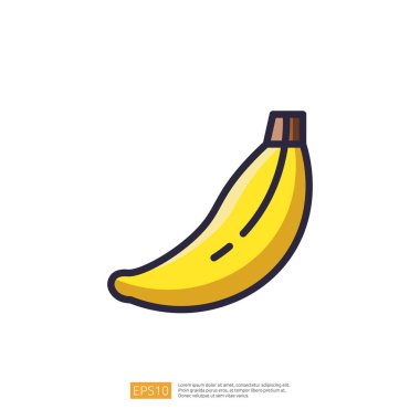 Fresh Fruit Illustration Icon Image Clipart Vector Banana. Basit Minimalist Vektör Düz Çizgisi