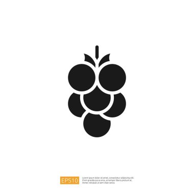 Beyazların Arkaplanındaki Basit Siyah Üzüm Simgesi Tazeliği ve Sağlıklı Yaşamı Temsil Ediyor