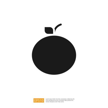 Beyaz Arkaplanda Yapraklı Portakal Meyvesi Simgesi. Citrus Meyve Simgesi İllüstrasyonu. Basit Düz Portakal Grafiği. Vector Sanatı. Yapraklı Portakal Meyvesi İllüstrasyonu.