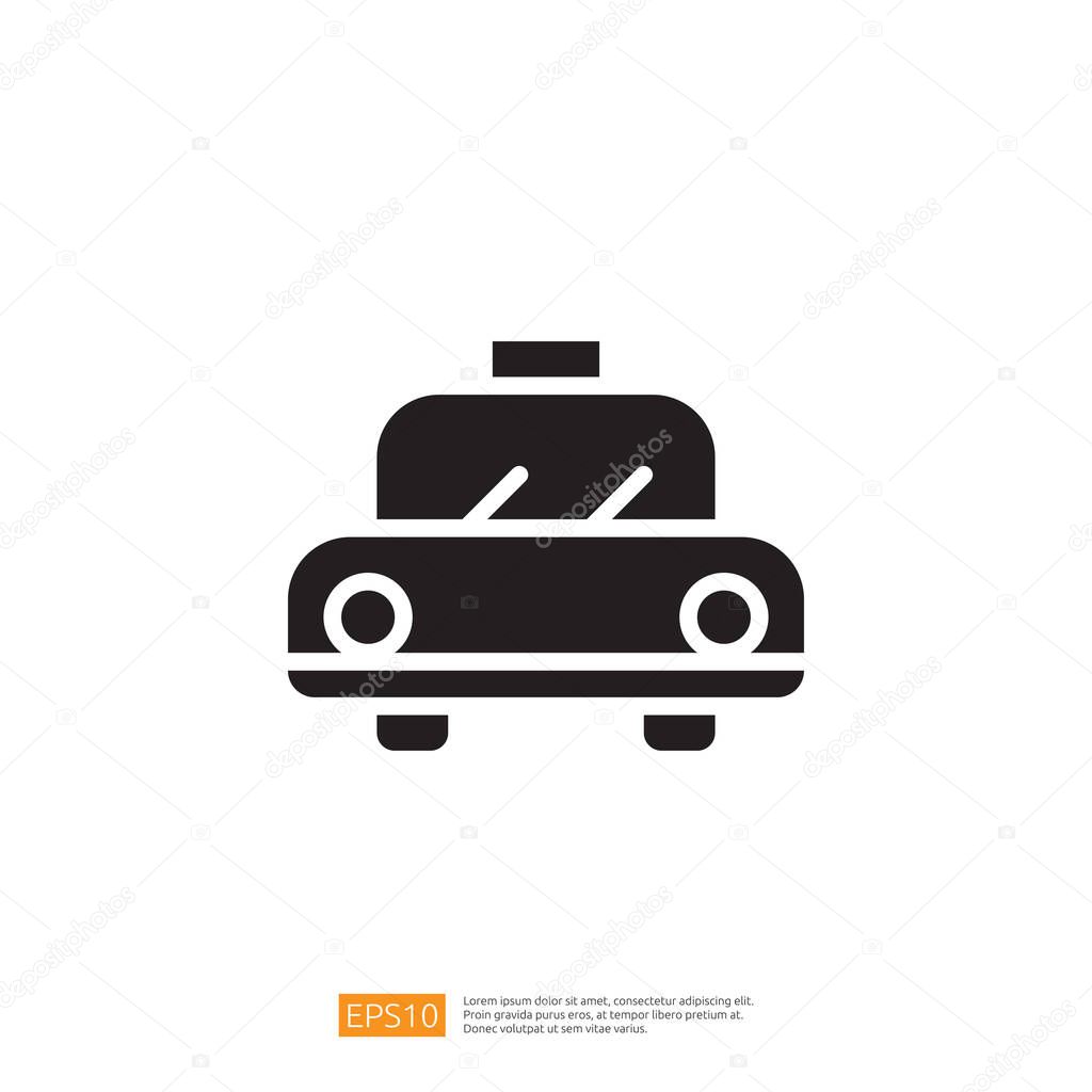 Minimalist Black Taxi Icon Representing Urban Transportation and Travel Methods in a Simplified Graphic Design Suitable for Modern Digital Applications