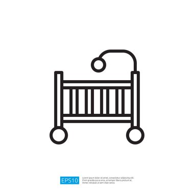 Minimalist Bebek Beşiği Simgesi Beyaz Arkaplanda Bebek Bakımı İllüstrasyon Biçimi Simgesi Bebek Bakımı İçin İç Tasarım Özellikleri