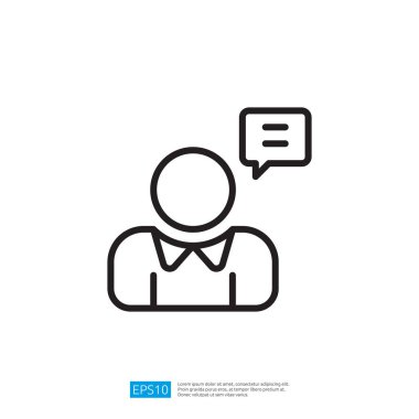 Konuşma balonu olan bir insanın basit bir çizimi iletişimi ya da konuşmayı sembolize ediyor. Resim simgesi