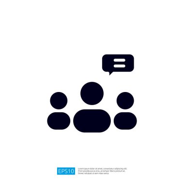 Bir konuşma, iletişimi veya tartışmayı sembolize eden üç kişinin minimalist grafik temsili. Resim simgesi