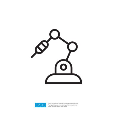 Sanayi ortamlarında otomasyon ve teknolojiyi sembolize eden basit bir robot kolu çizimi.