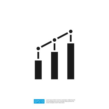 Büyümeyi veya veri analizini sembolize eden, üç çubuklu ve birbirine bağlı çizgilerle bir çubuk grafiğinin minimalist grafik gösterimi.