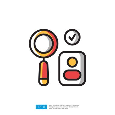 İşaretli Sembol Üzerinde Büyütme Gözlüğü Analiz ve Onaylama Süreci Resimleme Simgesi