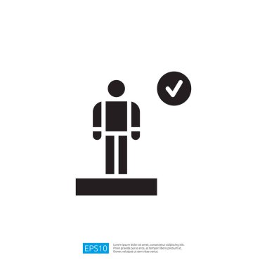 Bir Şahsın Minimalist Simgesi Bir İşaretli Temsil ile Yaya Üzerine Duruyor