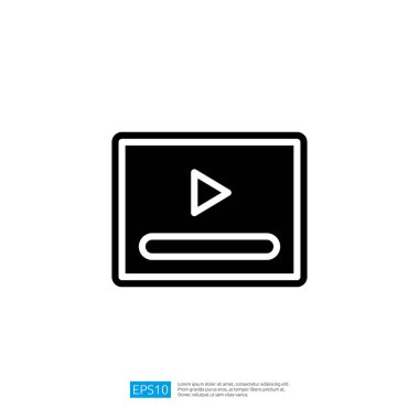 Dijital Ortam İçeriği ve Kullanıcı Etkileşimi İçin Oynatma Düğmesi ve İşlem Çubuğu Tasarlanmış Bir Video Oynatıcı Arayüzünün Simgesi