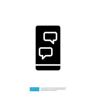 Dijital Arayüz Tasarımında Akıllı Telefon Ekranında Sohbet Kabarcıklarıyla İletişim ve Mesajlaşmayı Temsil Eden Mobil Simge