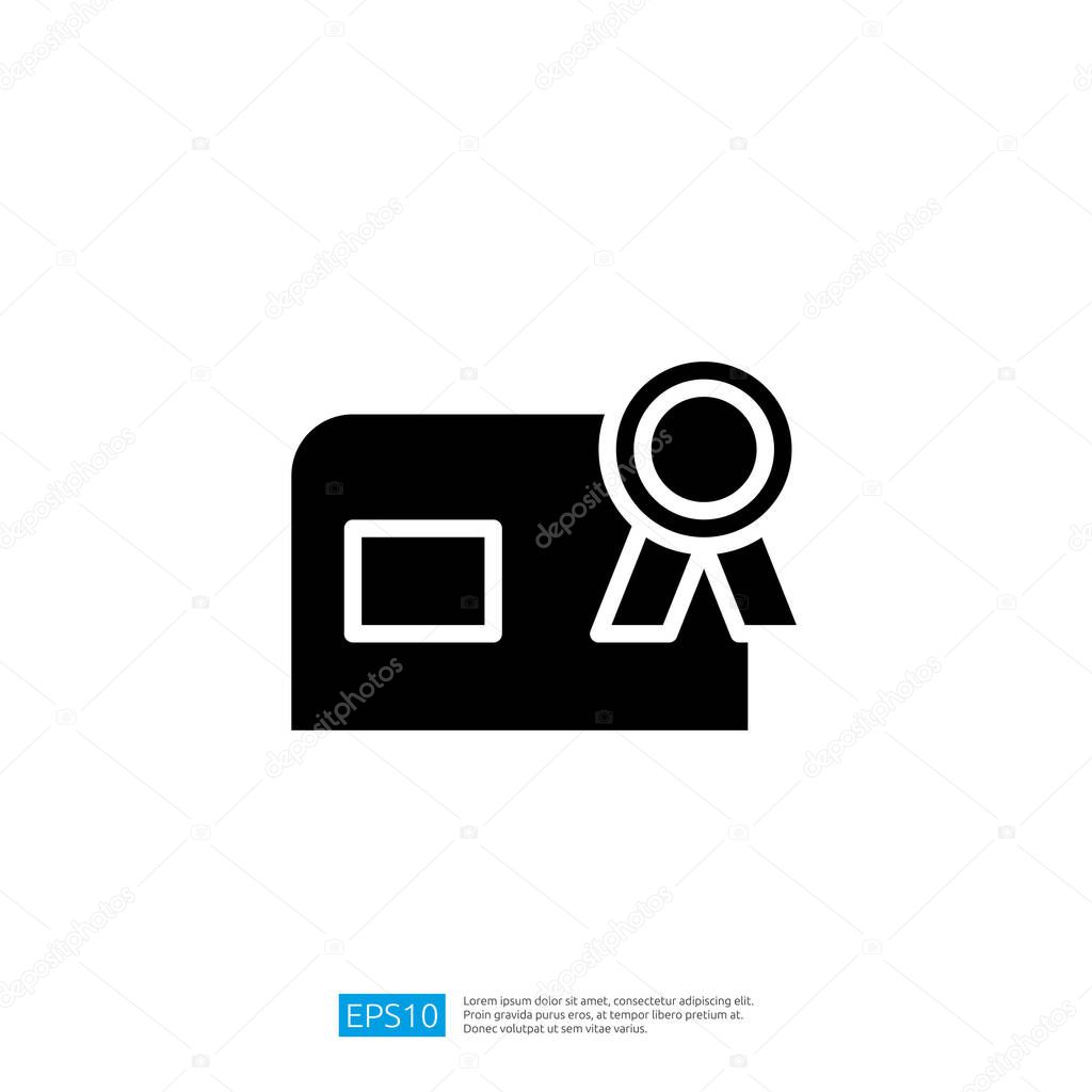 Icon of an Award Badge with Ribbon Symbolizing Recognition and Achievement in Various Fields of Excellence