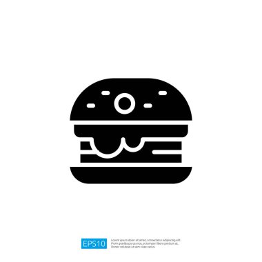 Beyaz Arkaplanda Peynirli ve Marullu Hamburgerin Siyah Siluet Simgesi