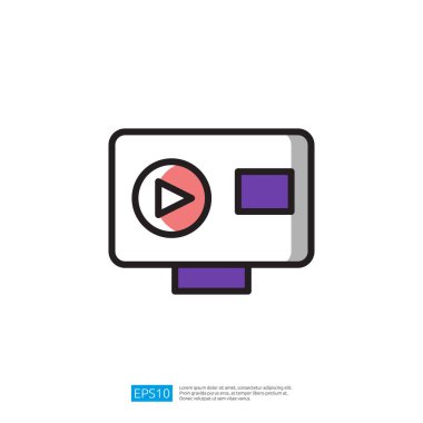 Modern Uygulamalarda Çokluortam Arayüz Teknolojisi Renkli Tasarımı ile Grafiksel Video Çalma Düğmesi Sembolü Simgesi Simgesi