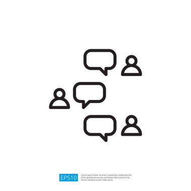 Grup Temsilcisi Konuşma Baloncuklarıyla Tartışma ve İletişim ve Fikirler ve Etkileşim İçerisindeki İnsanlar