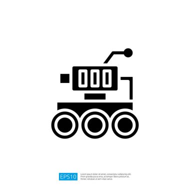 Uzay Bilimi ve Teknoloji Uygulaması İçin Tasarlanmış Robot Keşif Aracının Gelecekçi Siyah Simgesi