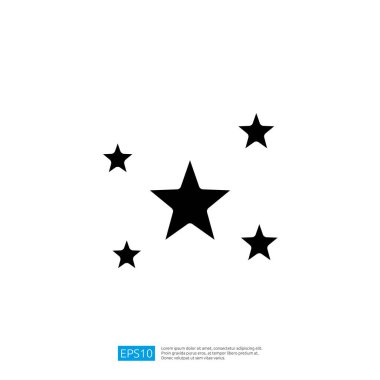 Yaratıcı Tasarım Kullanımı İçin Minimalist Arkaplan Karşısında Farklı Boyutlarda Beş Yıldızlı Şık Siyah Yıldız Simgesi
