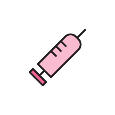 Pembe Şırınga Simgesi İllüstrasyonu Tıbbi Enjeksiyon ve Aşıyı Sağlıkta Temsil Etme