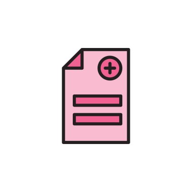 Sağlık Sembollü Detaylı Tıbbi Kayıt Simgesi Belgesi ve Yumuşak Pembe Arkaplan İşaretlerini Denetle