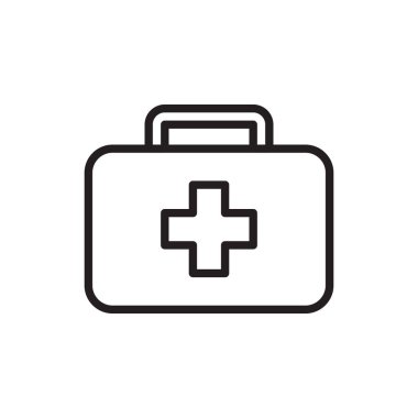 Tıbbi Simge Beyaz Arkaplan 'da Kızıl Haç Sembolü ile ilk yardım kitini temsil ediyor