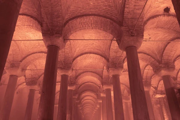 Arquitectura Bizantina Columnas Bóvedas Una Cisterna Edificios Históricos Cisterna Basílica — Foto de Stock