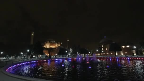 Santa Sofía Ayasofya Vista Por Noche Viaje Estambul Video Fuente — Vídeo de stock