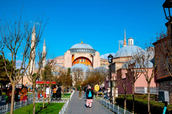 Hagia Sophia Ayasofya Mosque People Istanbul View Winter Istanbul Turkiye — Stock Photo, Image