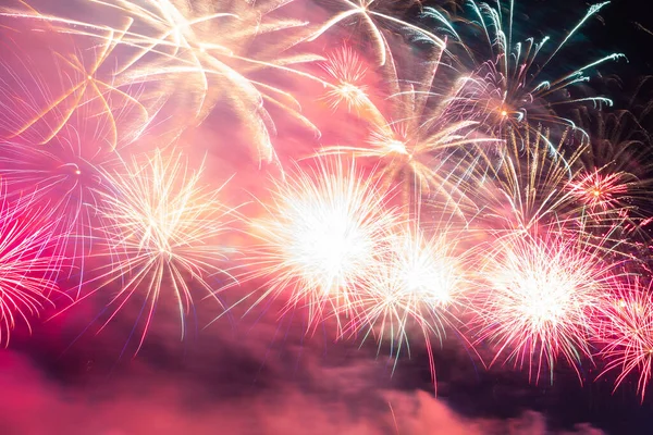 stock image Fireworks with sparkle in long exposure shot. New year celebration concept photo. 4th July background photo.