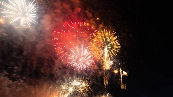 stock image Fireworks. Long exposure shot of fireworks show in a celebration. Happy new year concept photo.