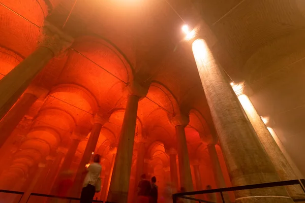 Basílica Cisterna Amplia Vista Angular Viaja Estambul Bóvedas Columnas Yerebatan — Foto de Stock