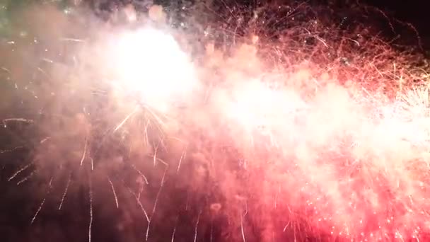 Vuurwerk Viering Van Nieuwjaar Juli Achtergrond Video Enorme Vuurwerk Show — Stockvideo