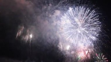 Yeni yılınız kutlu olsun. 4K görüntüler. Kutlama ya da 4 Temmuz için büyük havai fişek gösterisi..