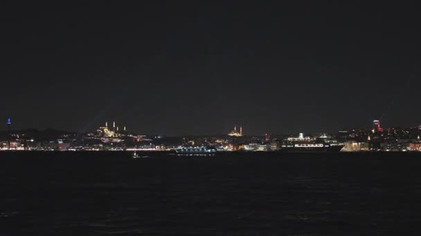 Istanbul Vedere Noapte Cityscape Istanbul Night Uskudar District Video — Videoclip de stoc
