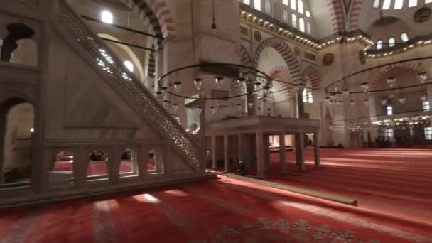 Mezquita Suleymaniye Estambul Interior Una Famosa Mezquita Concepto Arquitectura Islámica — Vídeos de Stock