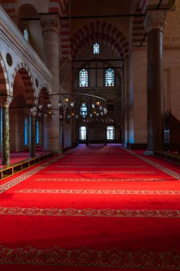 Suleymaniye Mosque view with sunlight. Islamic background photo. Istanbul Turkiye - 10.27.2022