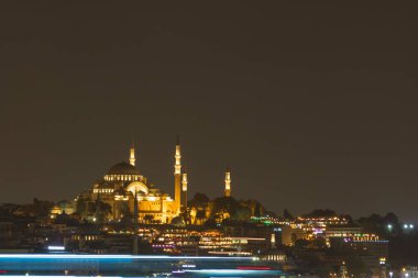 Suleymaniye Mosque at night. Ramadan concept photo. Noise included.