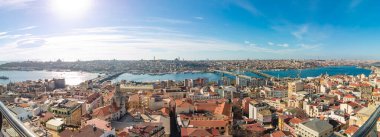 Istanbul panoramic view. Panorama of Istanbul from Galata Tower at daytime with Golden Horn, Karakoy and Eminonu districts.