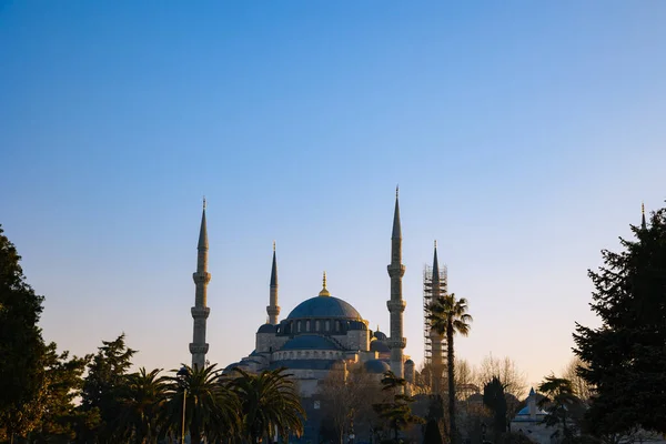 Sultanahmet Mosquée Bleue Coucher Soleil Voyage Istanbul Photo Fond Ramadan — Photo